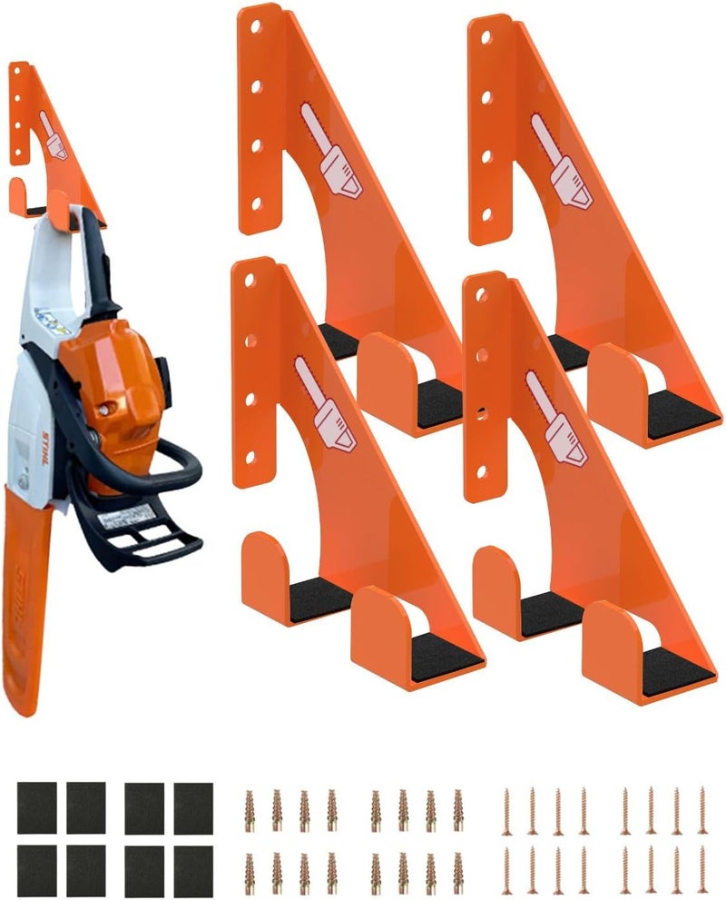 Fijaru Chainsaw Holder -4 Pack- 180LB Heavy-Duty Alloy Steel Wall Mount Set, Chainsaw Accessories, Universal Fit for Stihl, Husqvarna, Echo Saws, Rust-Proof & Space-Saving Design (Garage, Workshop) - Image 1